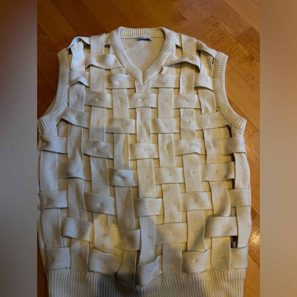 Cream Waffle Weave Vest